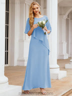 Robe de soirée formelle longue pour mère de la mariée avec cape à volants 28026