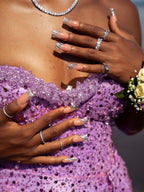 Digital Lavender Sequin Prom Dress Mermaid Gown Sweetheart Neckline High Slit