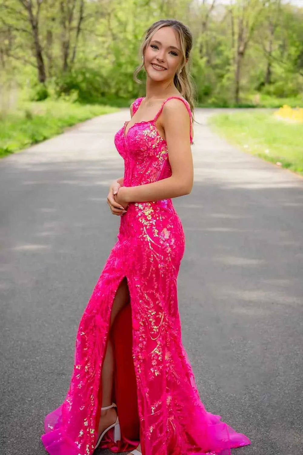 Sparkly Gold Off Shoulder Mermaid Sequin Long Prom Dress With Slit