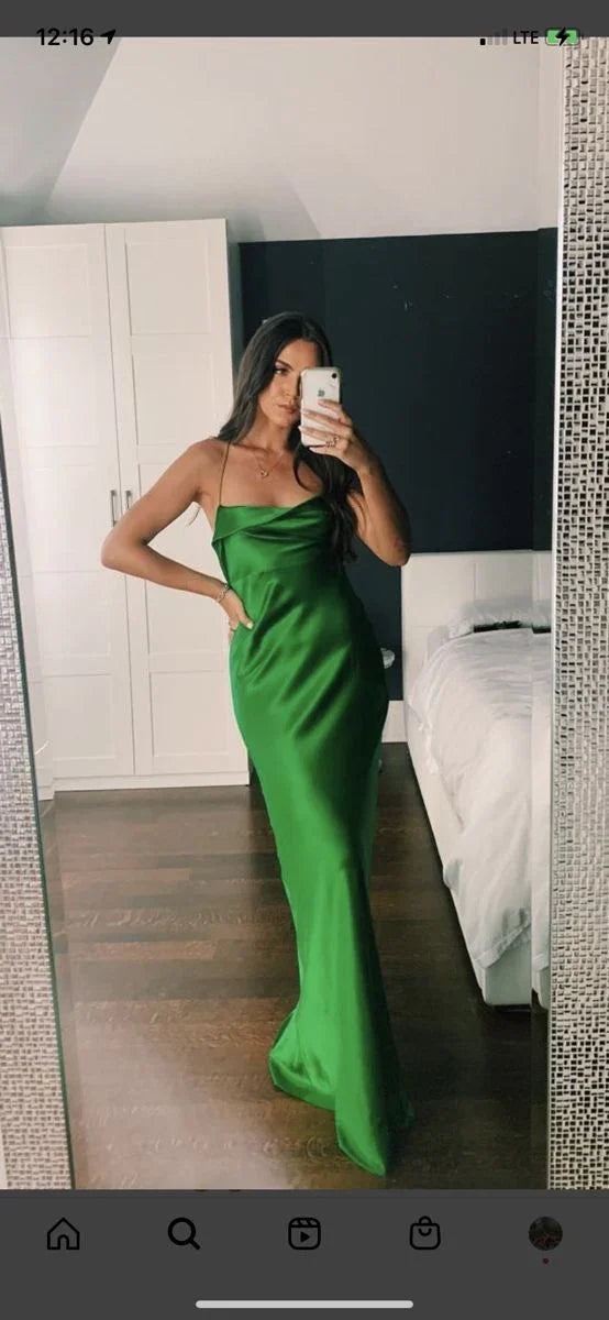 Robe de soirée verte élégante à coupe droite Robe de bal verte Y7297