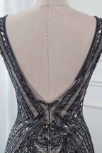 BMbridal Glamorous Black Jewel Neck Mermaid Prom Dress With Rhinestone