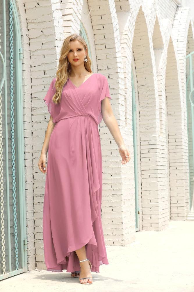 Vestidos de Mãe da Noiva Tamanho Grande Decote em V Comprido para Baixo Vestido de Gala Formal para Convidado de Casamento 28020