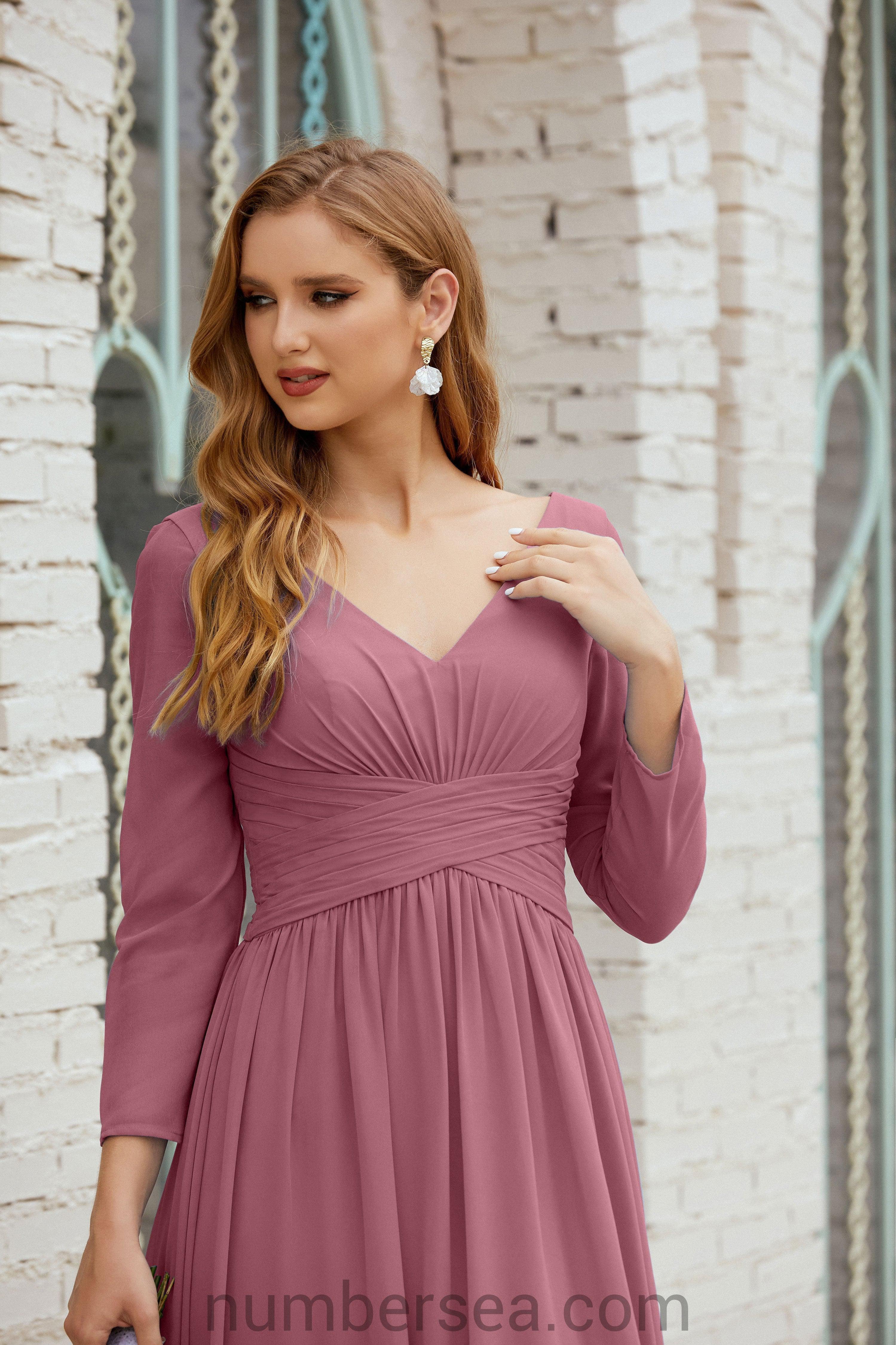 Abito da damigella Numbersea in chiffon, abito formale per festa, abito da sera 28016
