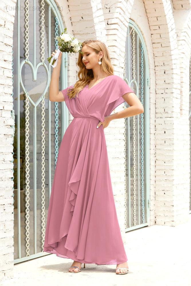 Robe de la Mère de la Mariée Grande Taille Col en V Longueur Solennelle Robe de Bal Formelle pour Invité de Mariage 28020