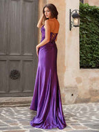 Black Sheath Long Prom Dress With Sweetheart Neckline And Slit