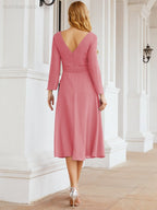 Bridesmaid Dress V-Back Waist Belt Mother of the Bride Wedding Guest SY28031