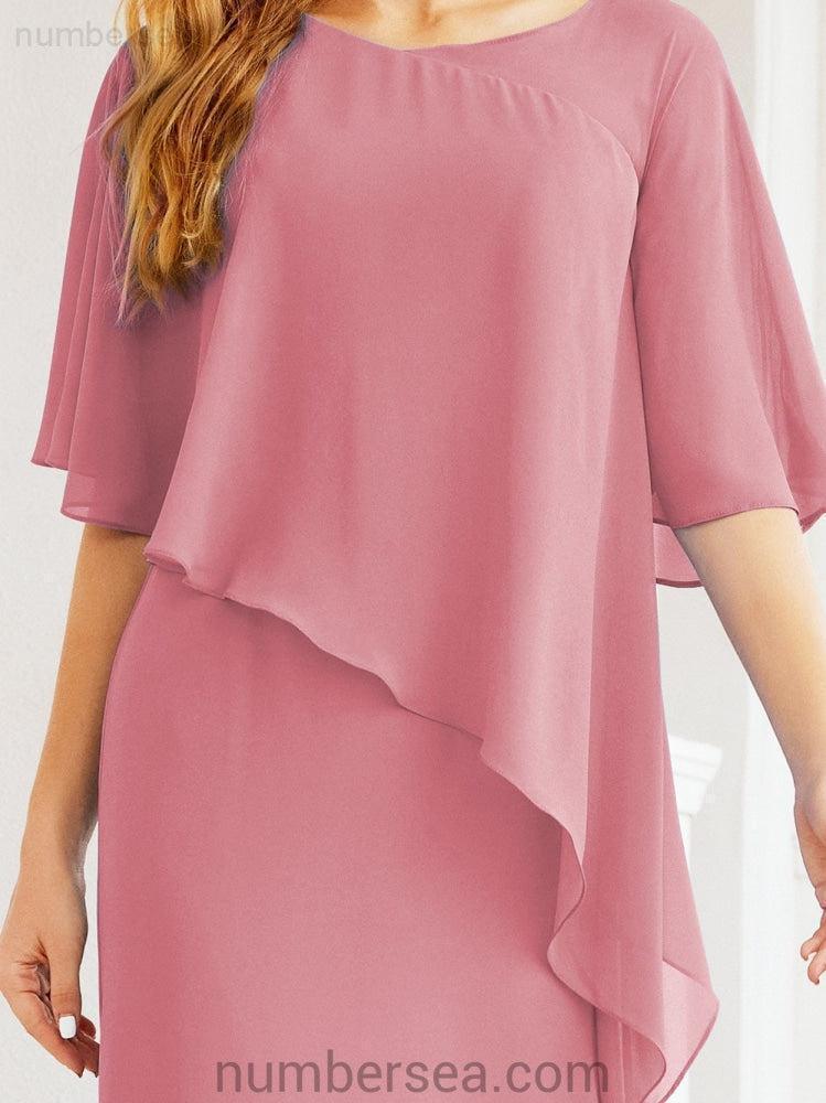 Robe de soirée formelle longue pour mère de la mariée avec cape à volants 28026