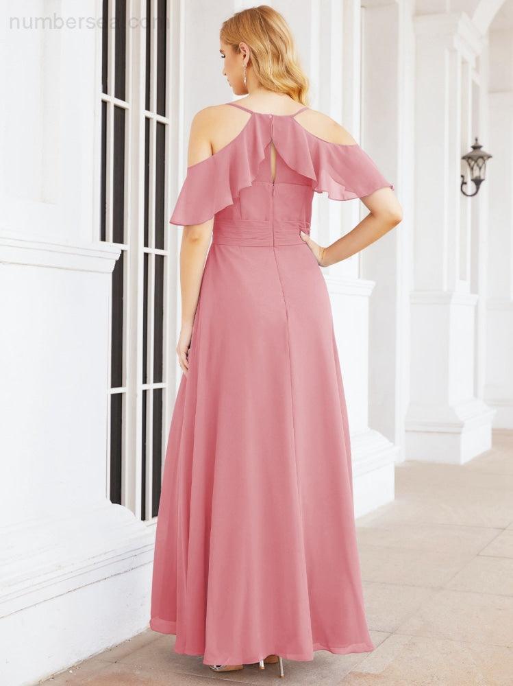 Robes longues de demoiselle d'honneur Numbersea à épaules dénudées, fente latérale, robes de bal formelles pour fête et mariage 28070