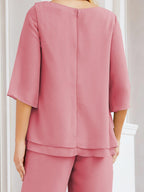 Robe de mariée élégante pour la mère de la mariée en deux pièces, tailleur pantalon grande taille à volants superposés, peignoir argenté 28064