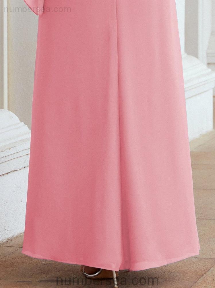 Robe de soirée formelle longue pour mère de la mariée avec cape à volants 28026