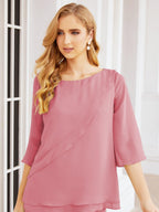 Robe de mariée élégante pour la mère de la mariée en deux pièces, tailleur pantalon grande taille à volants superposés, peignoir argenté 28064