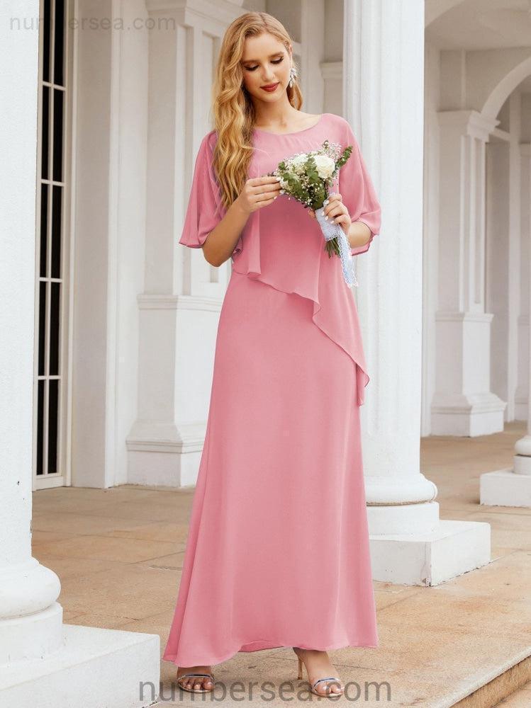 Robe de soirée formelle longue pour mère de la mariée avec cape à volants 28026