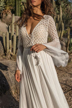 Sexy Abendkleid mit V-Ausschnitt und Spitze 