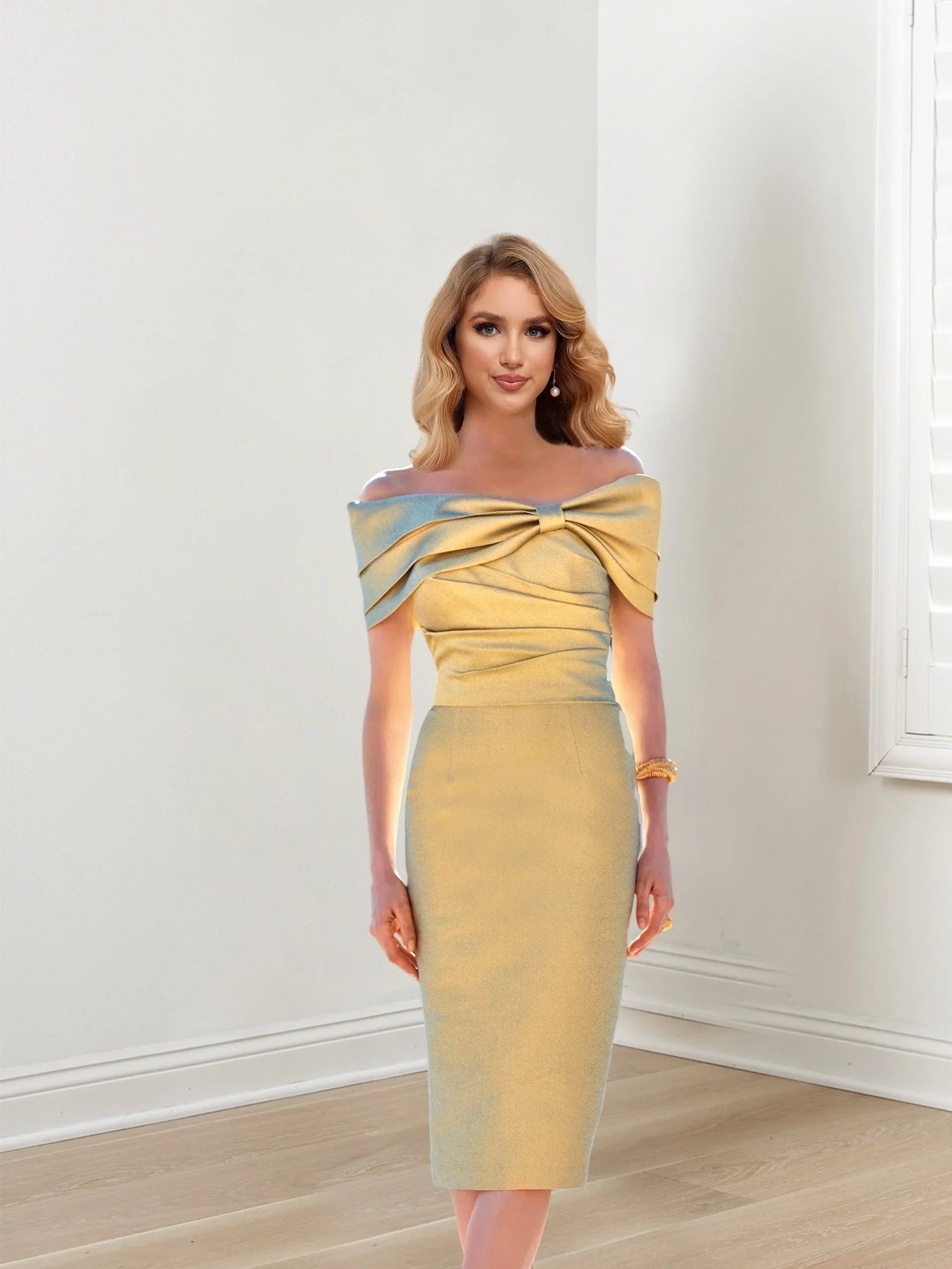 Etui/Kolumne Schulterfrei Kurze Ärmel Kleider für die Brautmutter