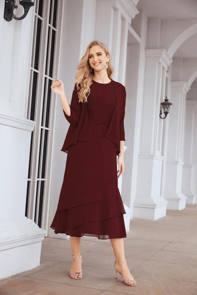 Vestido de Noiva de Duas Peças em Linha A para a Mãe da Noiva Vestido de Festa Formal 28072