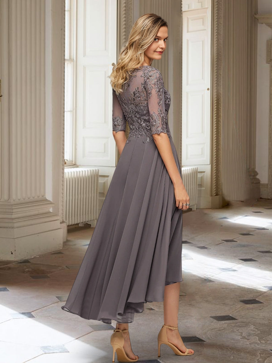 A-Linie/Princess-Linie Halbarm Kleider für die Brautmutter mit Applikationen 