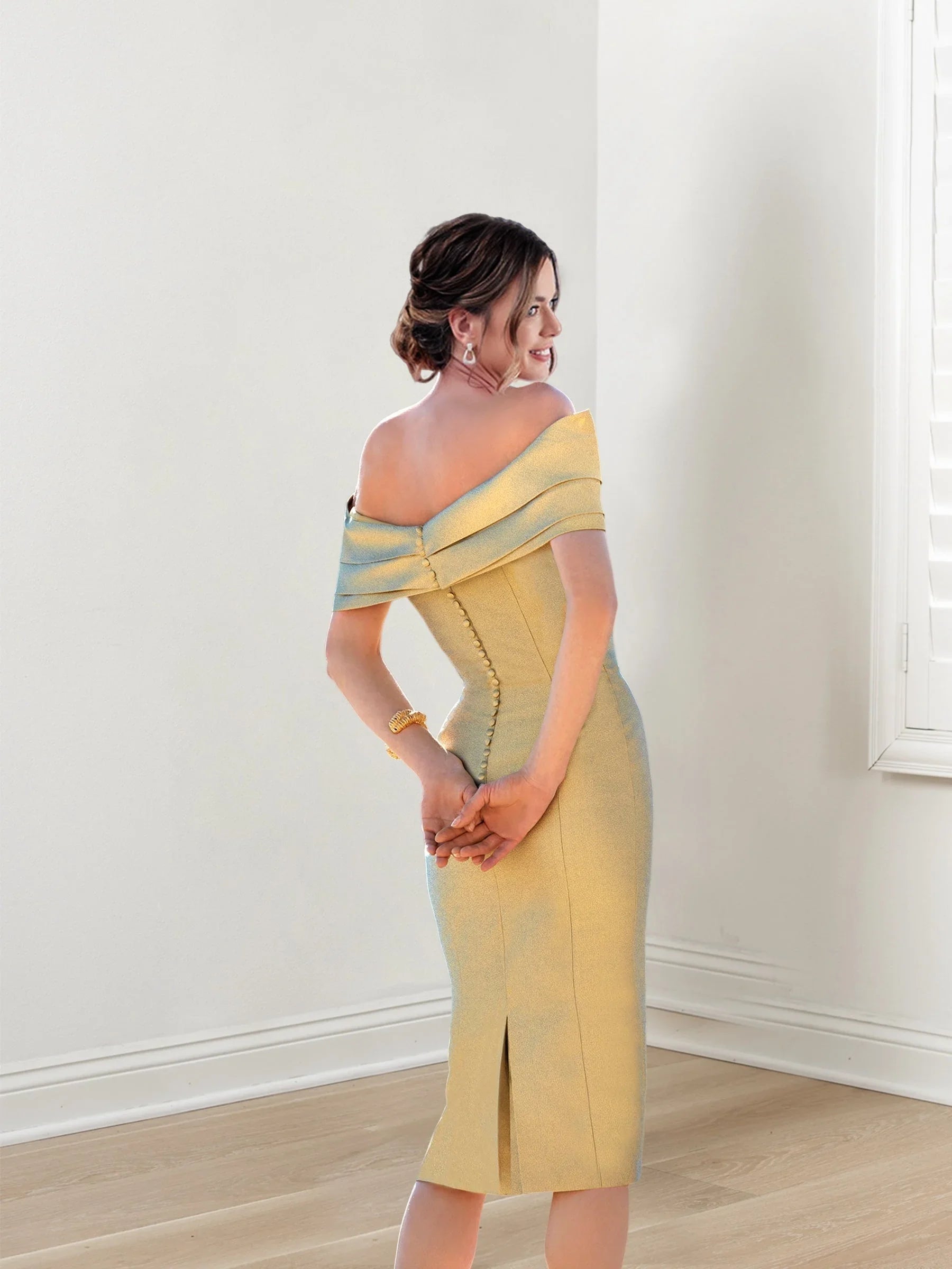 Etui/Kolumne Schulterfrei Kurze Ärmel Kleider für die Brautmutter