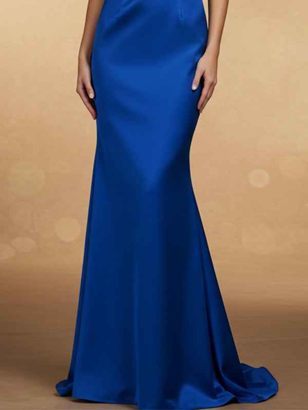 Royal Blue Mermaid Sweetheart Neckline Floor Length Satin Prom Dress