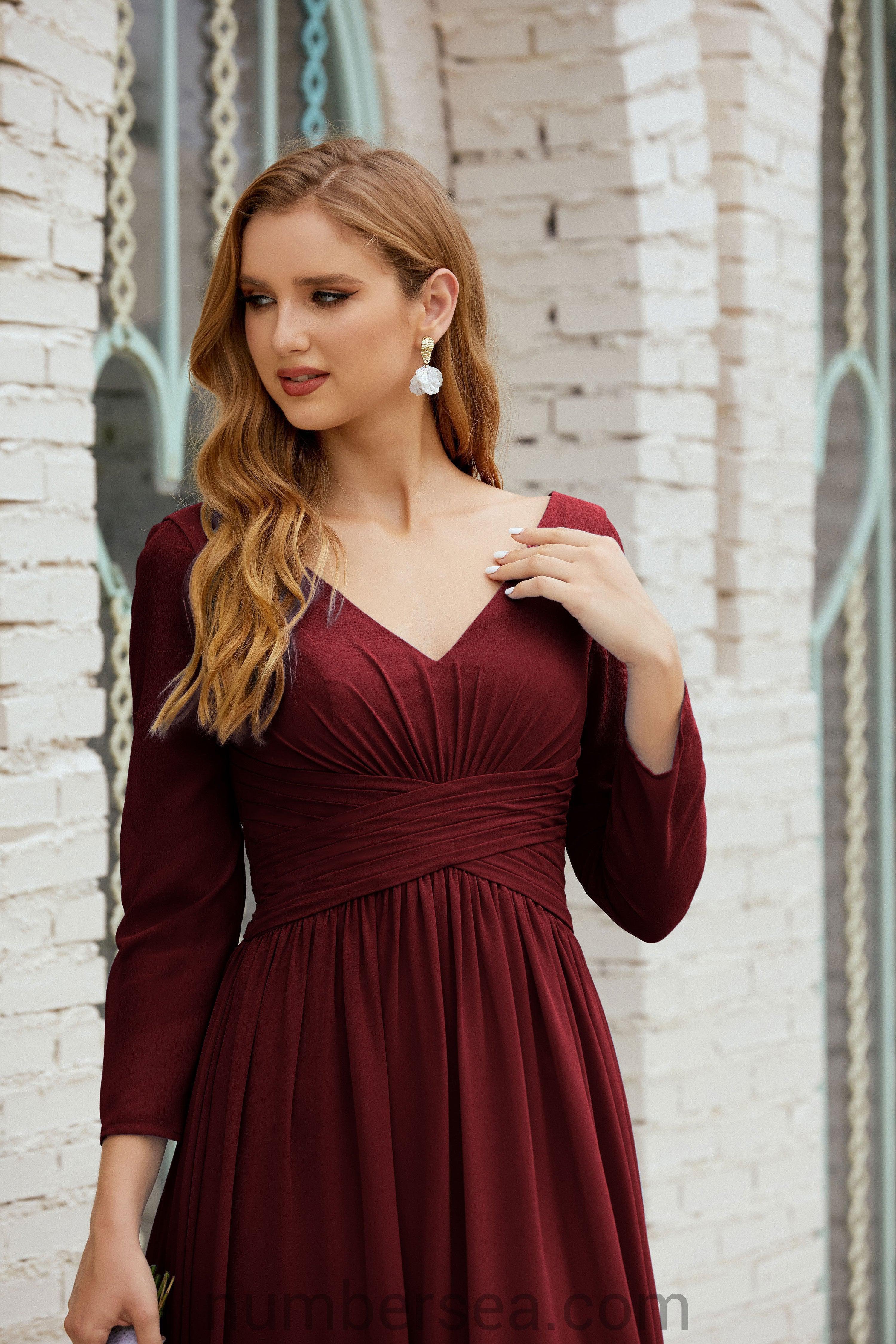 Abito da damigella Numbersea in chiffon, abito formale per festa, abito da sera 28016