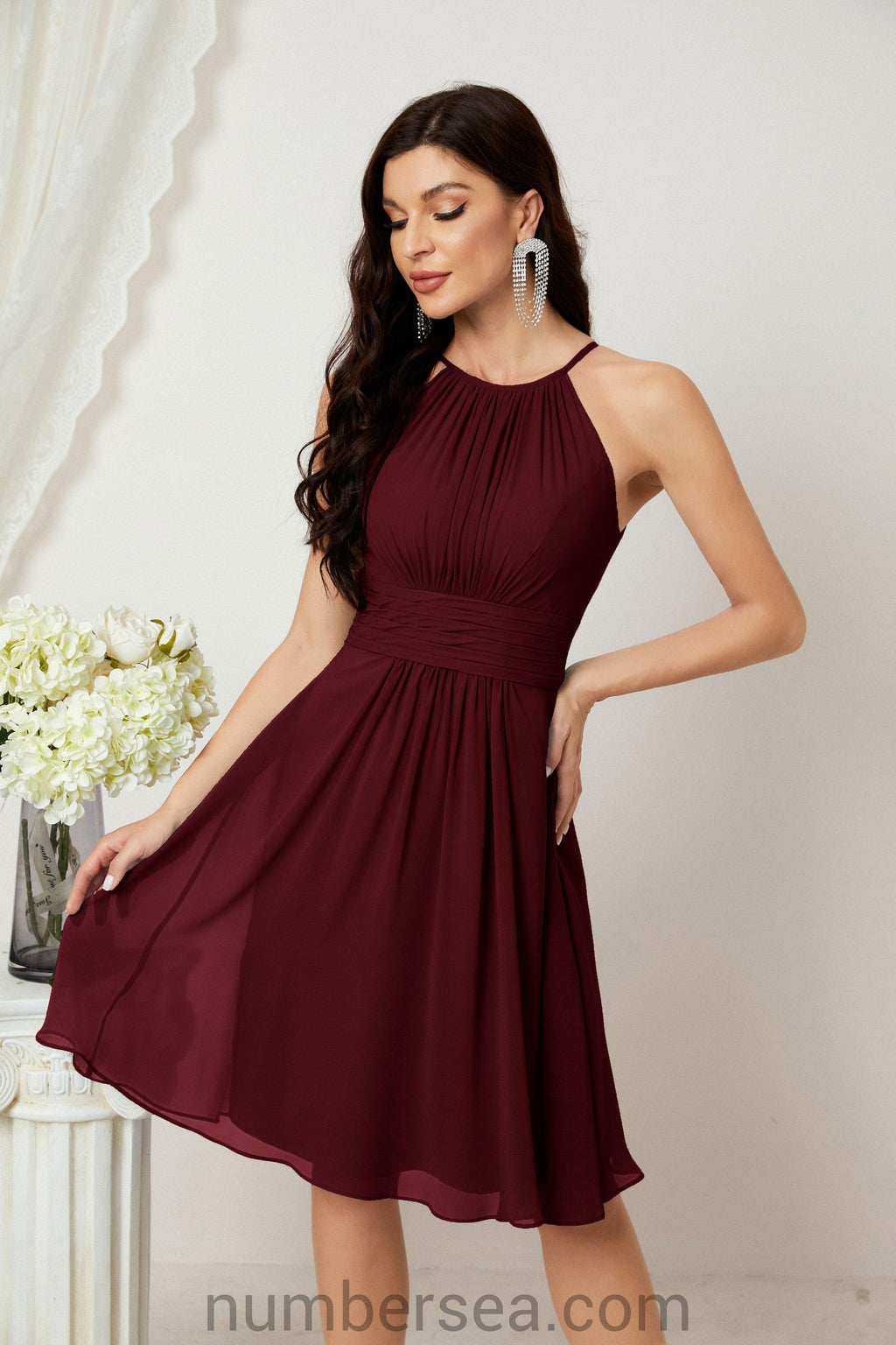Robe de soirée formelle pour bal de fin d'études ou cocktail Halter 28011