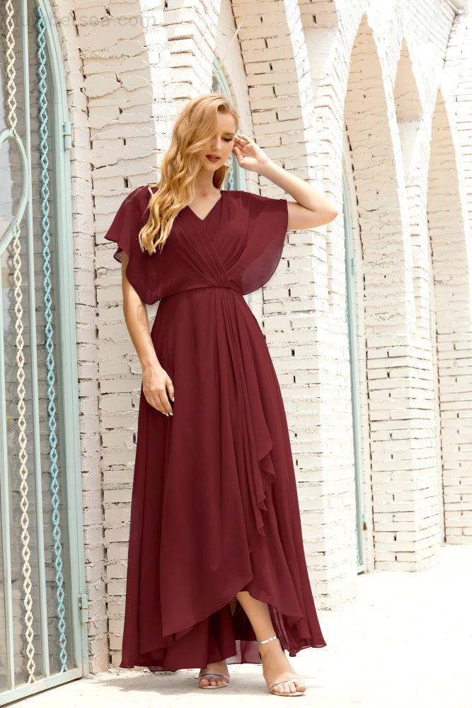 Robe de la Mère de la Mariée Grande Taille Col en V Longueur Solennelle Robe de Bal Formelle pour Invité de Mariage 28020