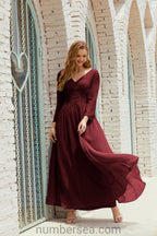 Abito da damigella Numbersea in chiffon, abito formale per festa, abito da sera 28016
