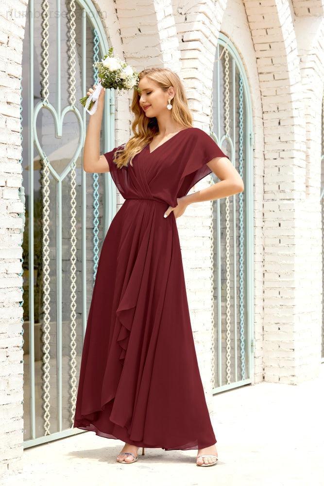 Robe de la Mère de la Mariée Grande Taille Col en V Longueur Solennelle Robe de Bal Formelle pour Invité de Mariage 28020