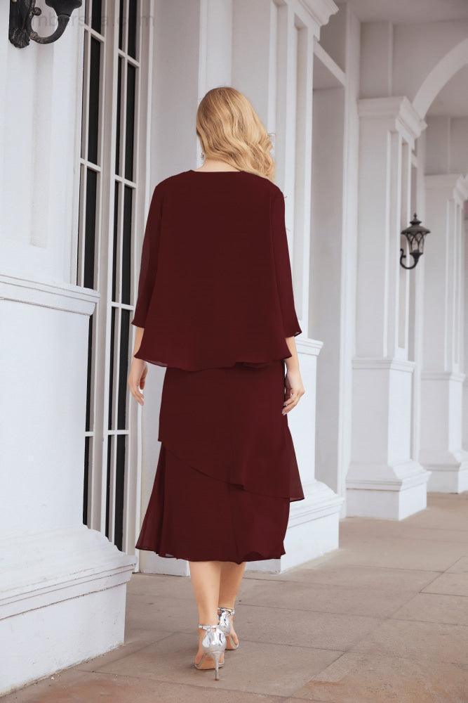 Robe de mariage de la mère de la mariée en deux pièces, ligne A, pour cérémonie et soirée formelle, modèle 28072