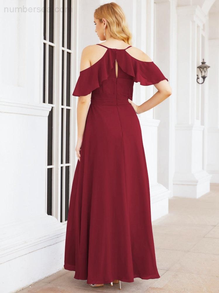 Robes longues de demoiselle d'honneur Numbersea à épaules dénudées, fente latérale, robes de bal formelles pour fête et mariage 28070