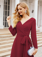 Bridesmaid Dress V-Back Waist Belt Mother of the Bride Wedding Guest SY28031