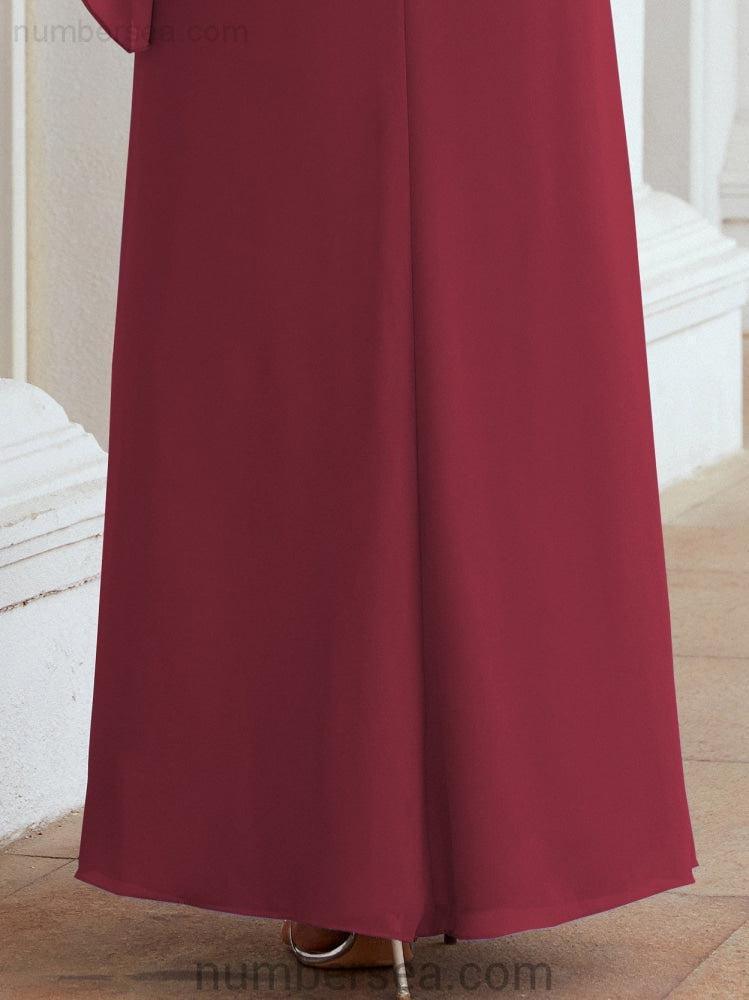 Robe de soirée formelle longue pour mère de la mariée avec cape à volants 28026