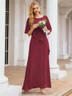 Robe de soirée formelle longue pour mère de la mariée avec cape à volants 28026