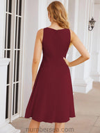 Vestidos para a Mãe da Noiva Vestido de Baile de Finalistas Vestido Casual Pregueado 28065