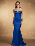 Royal Blue Mermaid Sweetheart Neckline Floor Length Satin Prom Dress