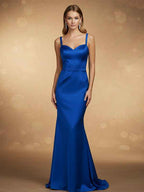Royal Blue Mermaid Sweetheart Neckline Floor Length Satin Prom Dress