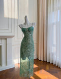 Vestido de Noite Verde Brilhante com Lantejoulas e Contas Vestido de Baile Sexy Y8578