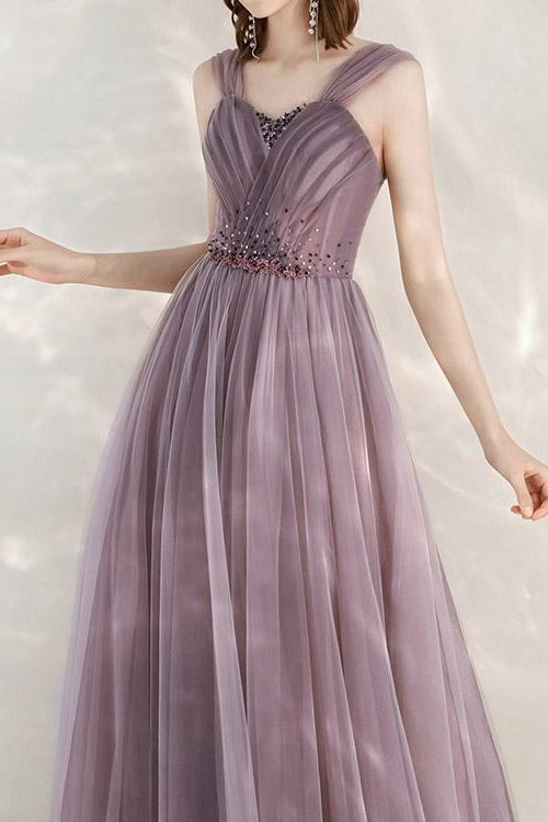Elegant Infinity Tulle Off-Shoulder Long Prom Dress With Sequins