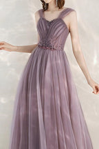 Elegant Infinity Tulle Off-Shoulder Long Prom Dress With Sequins