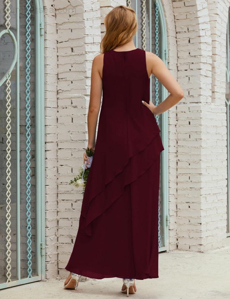 فساتين سهرة طويلة من الشيفون للعروس والأم بحجم كبير فساتين وصيفات الشرف الرسمية فستان حفلة التخرج 28019