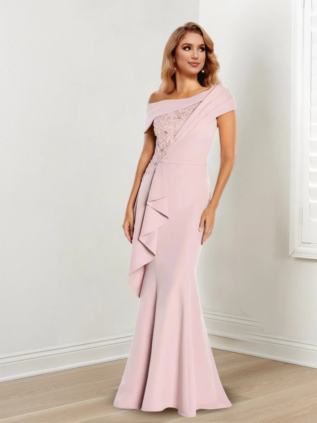 Trumpet/Meerjungfrau Ein-Schulter Langarm Brautmutterkleider mit Spitze