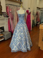 Royal Blue Baroque Lace Corset Prom Dress Long With Beadwork