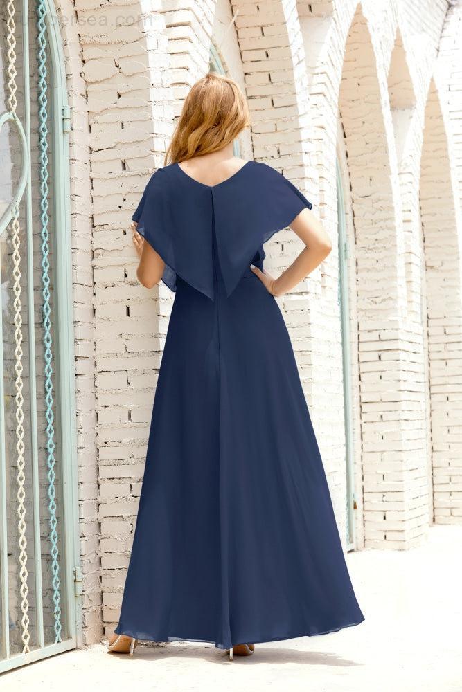Robe de la Mère de la Mariée Grande Taille Col en V Longueur Solennelle Robe de Bal Formelle pour Invité de Mariage 28020