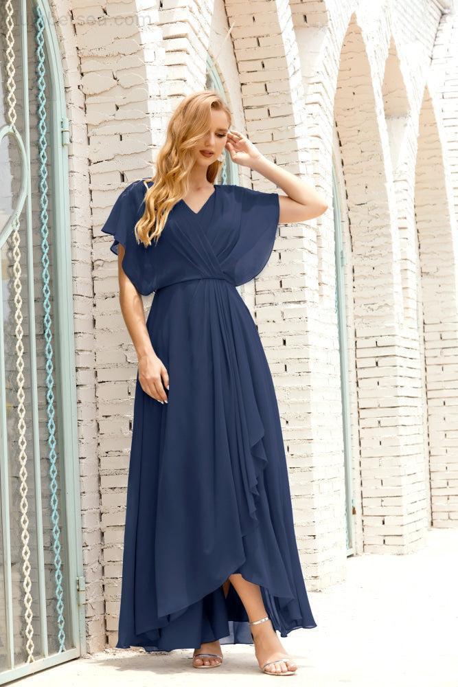 Robe de la Mère de la Mariée Grande Taille Col en V Longueur Solennelle Robe de Bal Formelle pour Invité de Mariage 28020