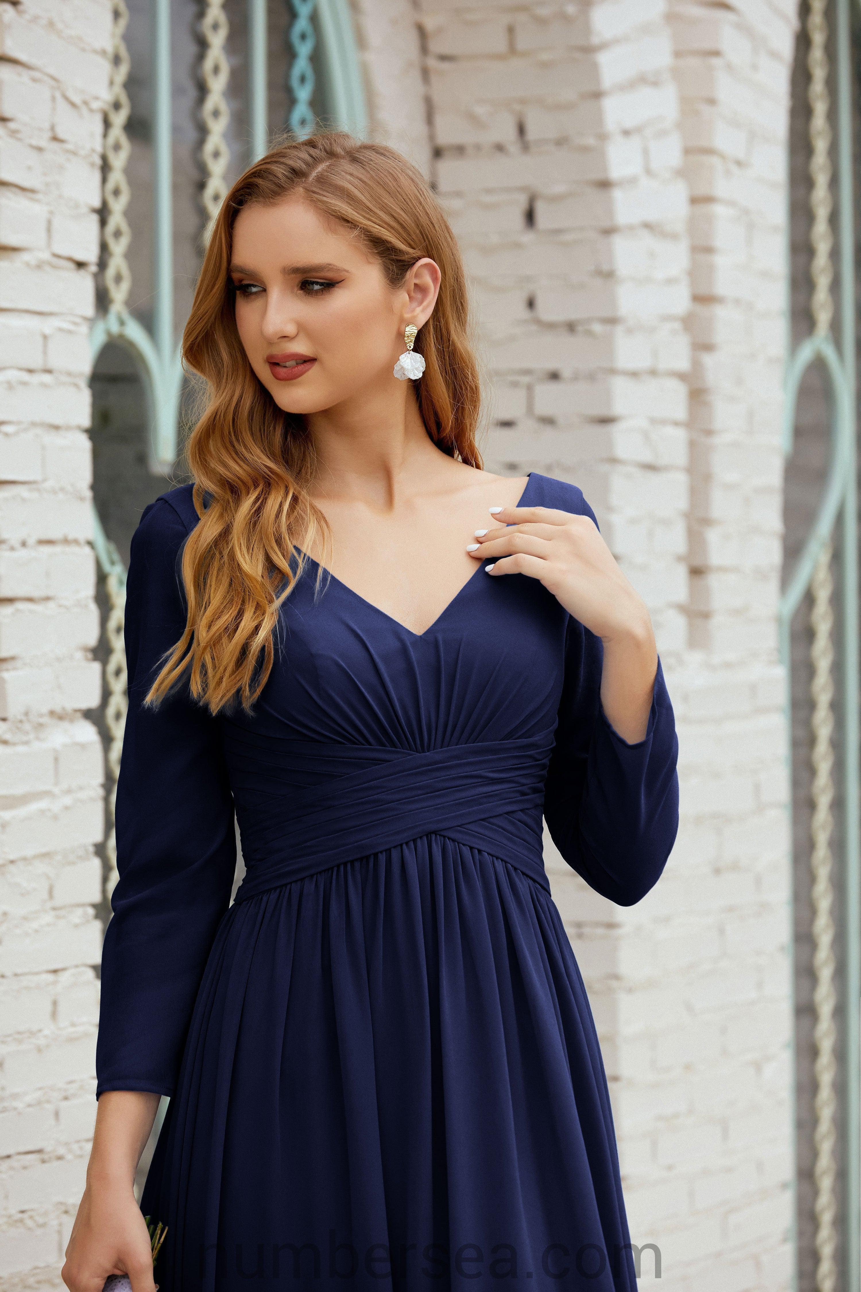 Abito da damigella Numbersea in chiffon, abito formale per festa, abito da sera 28016
