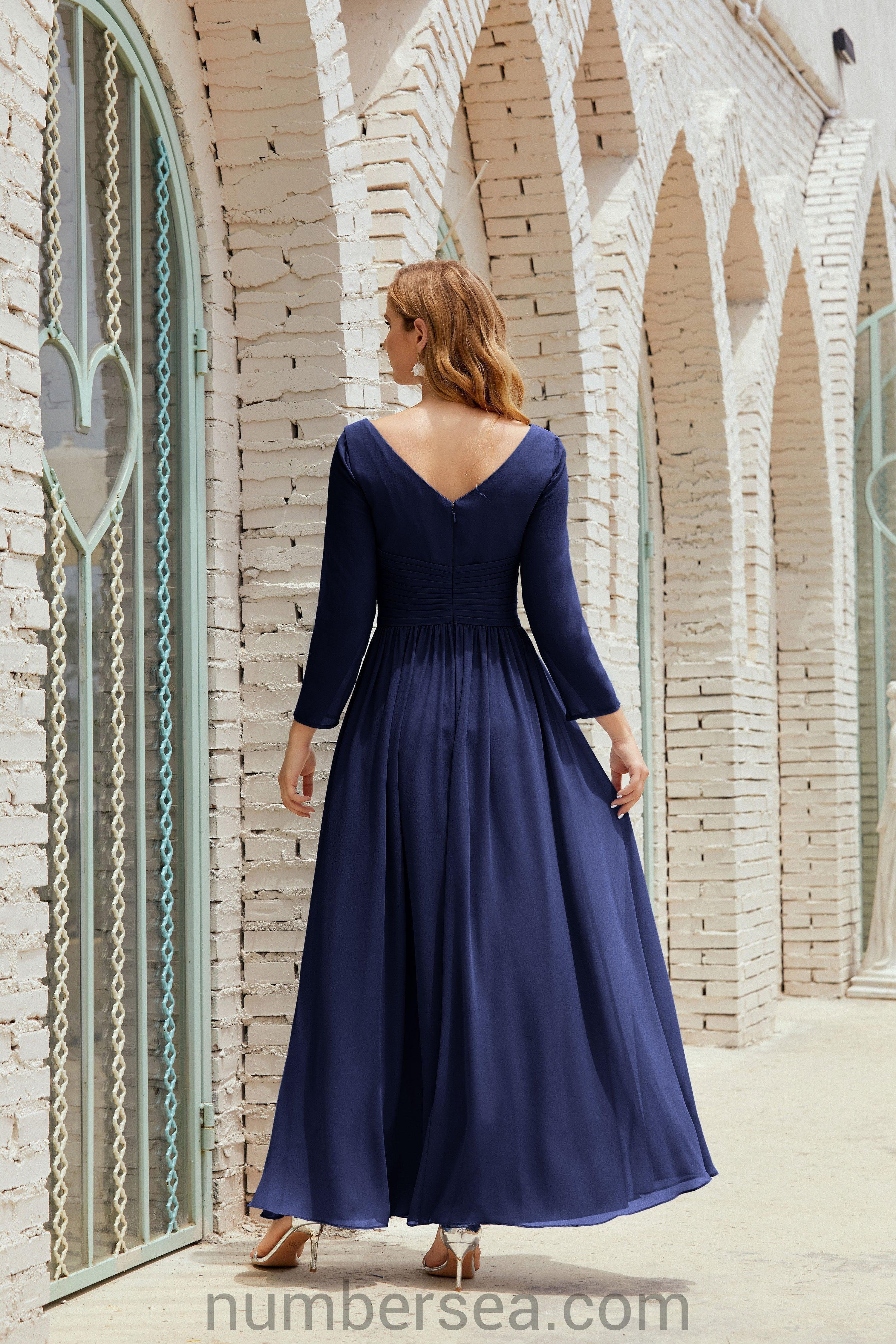 Abito da damigella Numbersea in chiffon, abito formale per festa, abito da sera 28016