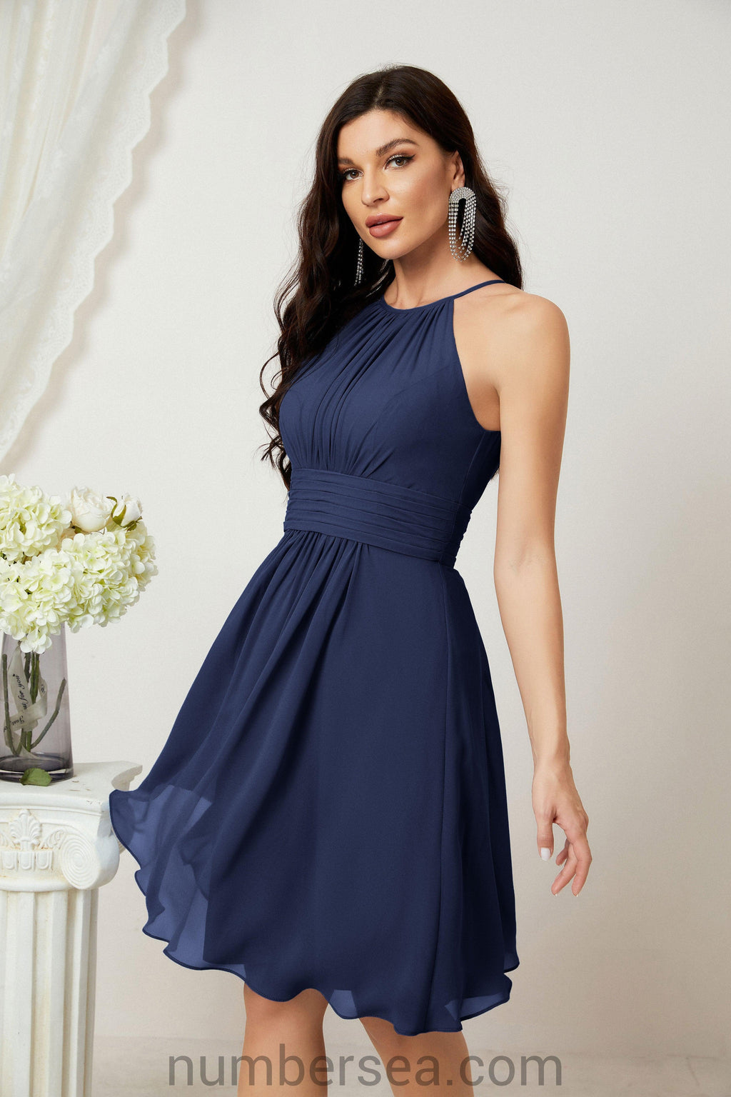 Robe de soirée formelle pour bal de fin d'études ou cocktail Halter 28011