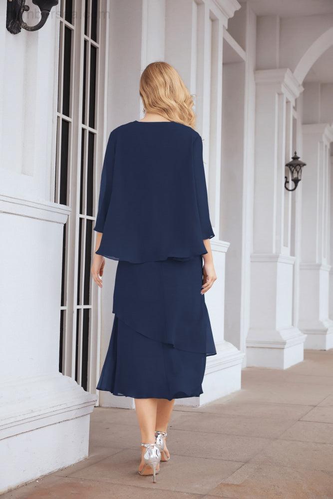 Robe de mariage de la mère de la mariée en deux pièces, ligne A, pour cérémonie et soirée formelle, modèle 28072