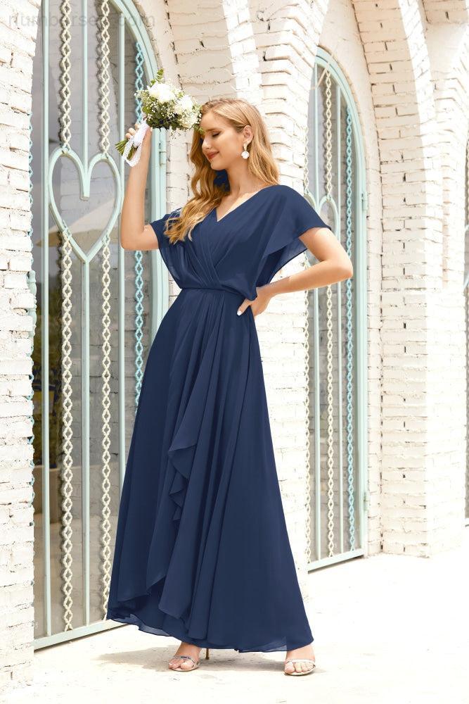 Robe de la Mère de la Mariée Grande Taille Col en V Longueur Solennelle Robe de Bal Formelle pour Invité de Mariage 28020