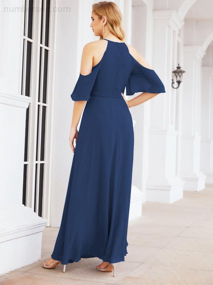 Robe de demoiselle d'honneur asymétrique, robe de soirée longue formelle ligne A 28074