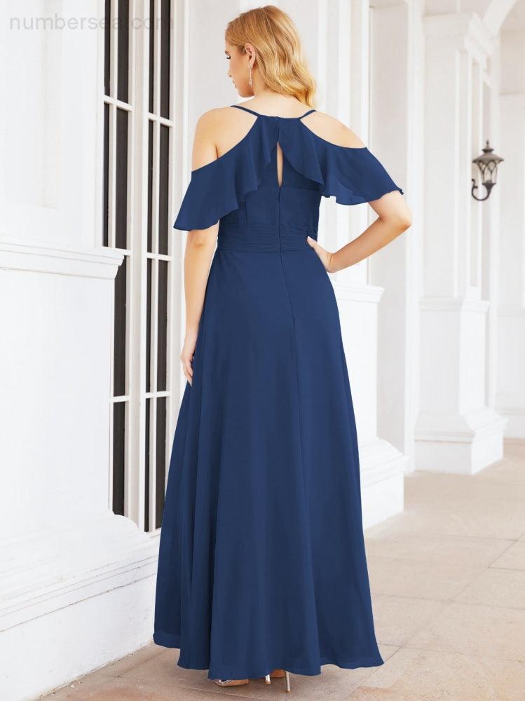 Robes longues de demoiselle d'honneur Numbersea à épaules dénudées, fente latérale, robes de bal formelles pour fête et mariage 28070